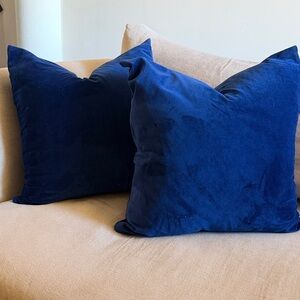 Luxurious Blue Velvet Accent Pillows